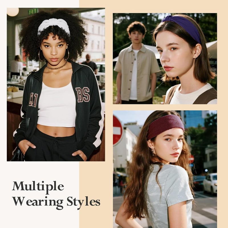 HSEM Headbands for Women, Wide Elastic Head Bands, Non-Slip Thick Hair Bands, Sports Stretchy Sweat Bands, Large Knotted Soft Headband for Washing Face, Makeup, Workout, Spa, Fashion - Image 5